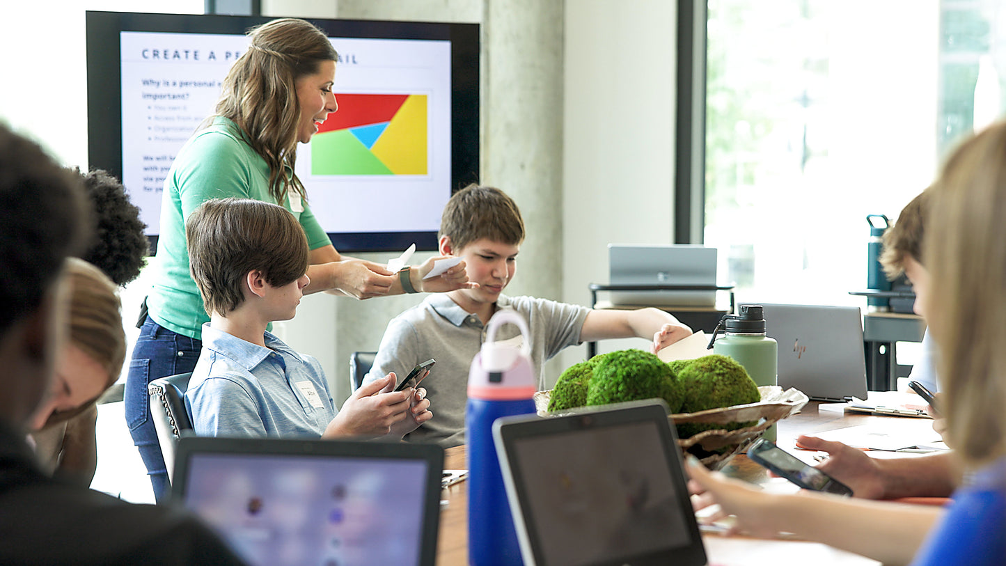 Classroom setting with teens and a teacher